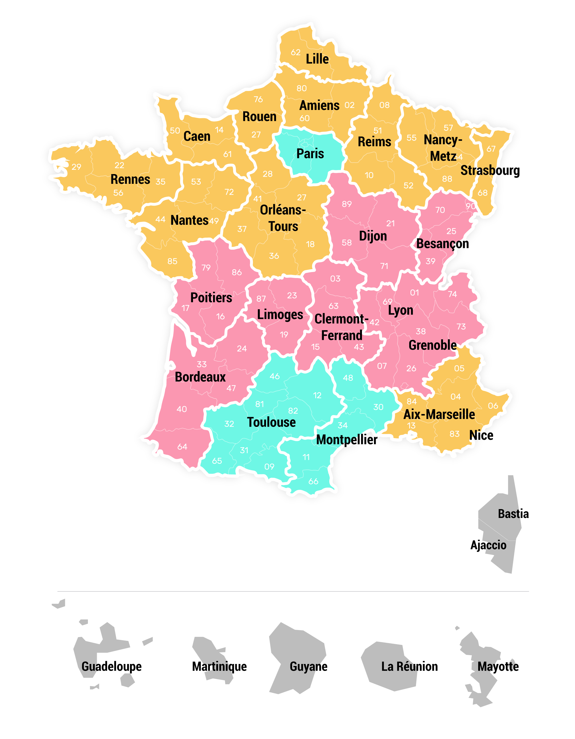 Carte de France des Zones de Vacances Scolaires